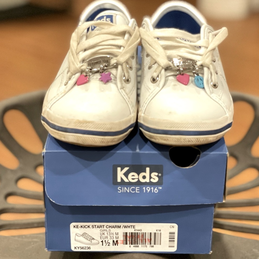 Keds girls kickstart white sneaker size 1.5